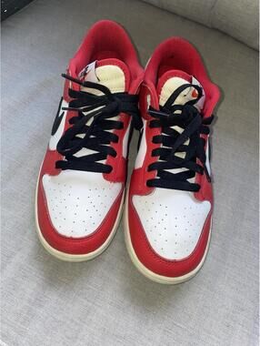 Nike Dunk Low Split Chicago Size 8 Red White Black